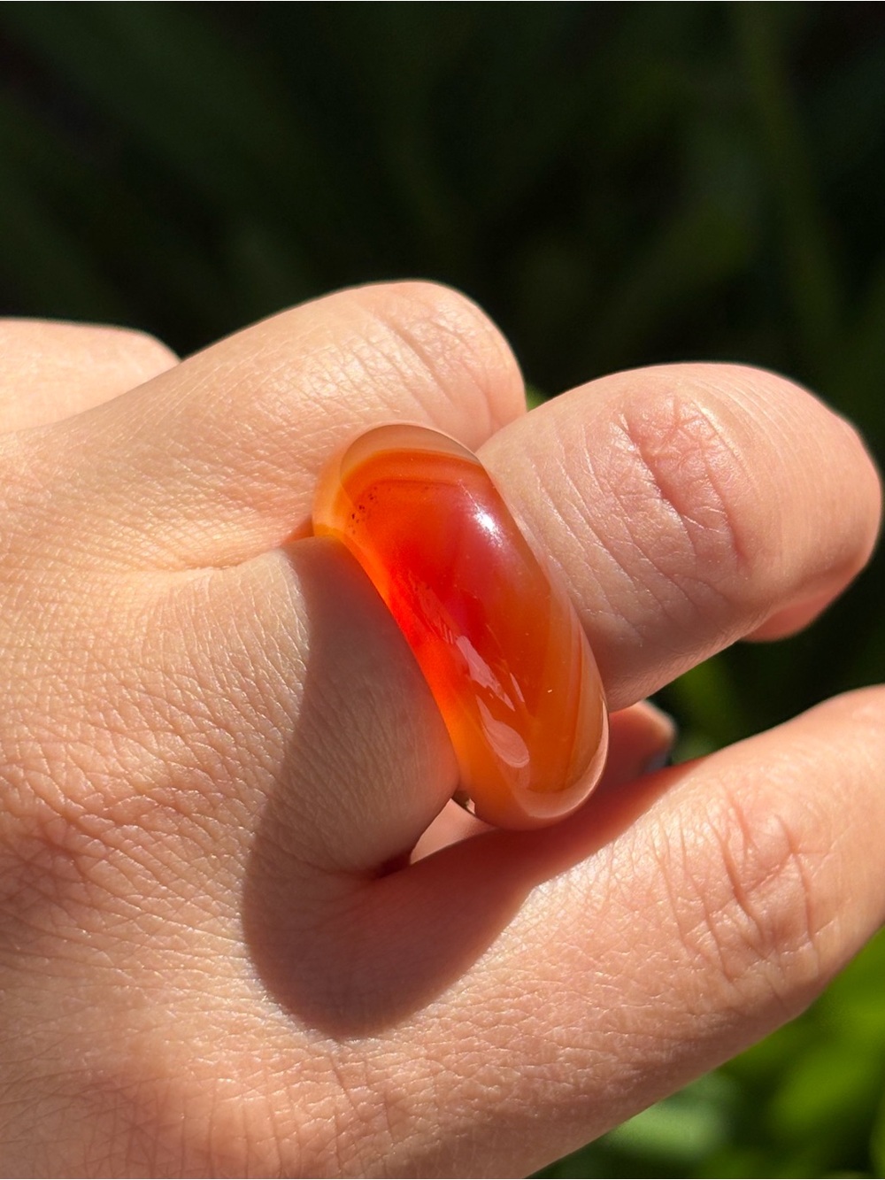 SIZE 7.5 Natural Red Banded Agate Dome Ring 2619 - Picture 3 of 7